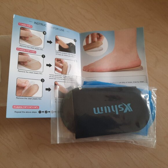 Adjustable Gel Orthopedic 1/2 Inch Heel Lift Inserts - Blue/Black, NWT! - Picture 3 of 9